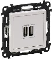 Розетка USB тип A+A без рамки Legrand Valena Life 2-м. 2400мА белый картинка